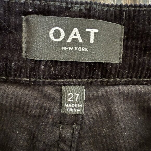 OAT NY Womens Black Corduroy High Rise Straight Leg Cropped Raw Hem Pant Size 27 - Picture 7 of 10